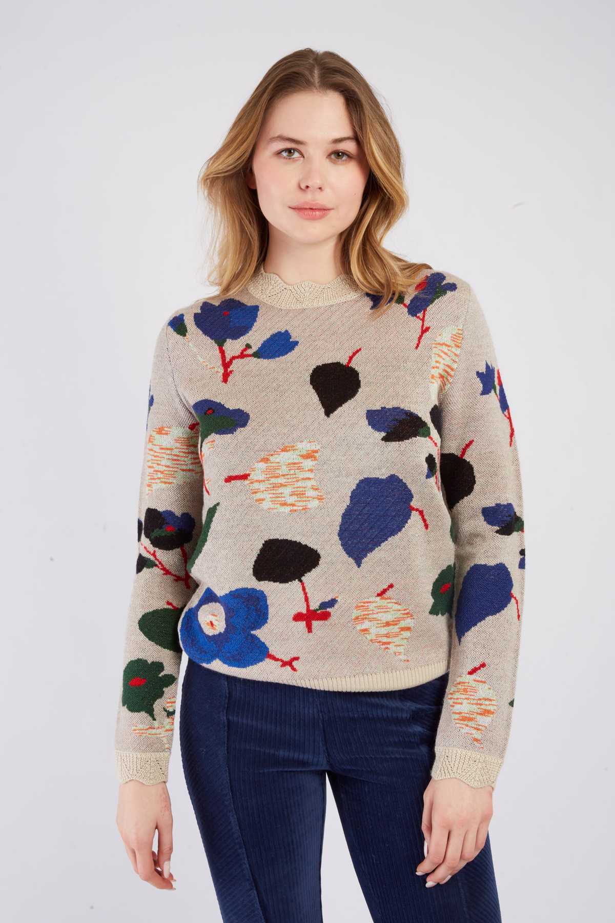 Adalisa Jacquard Sweater-Taupe