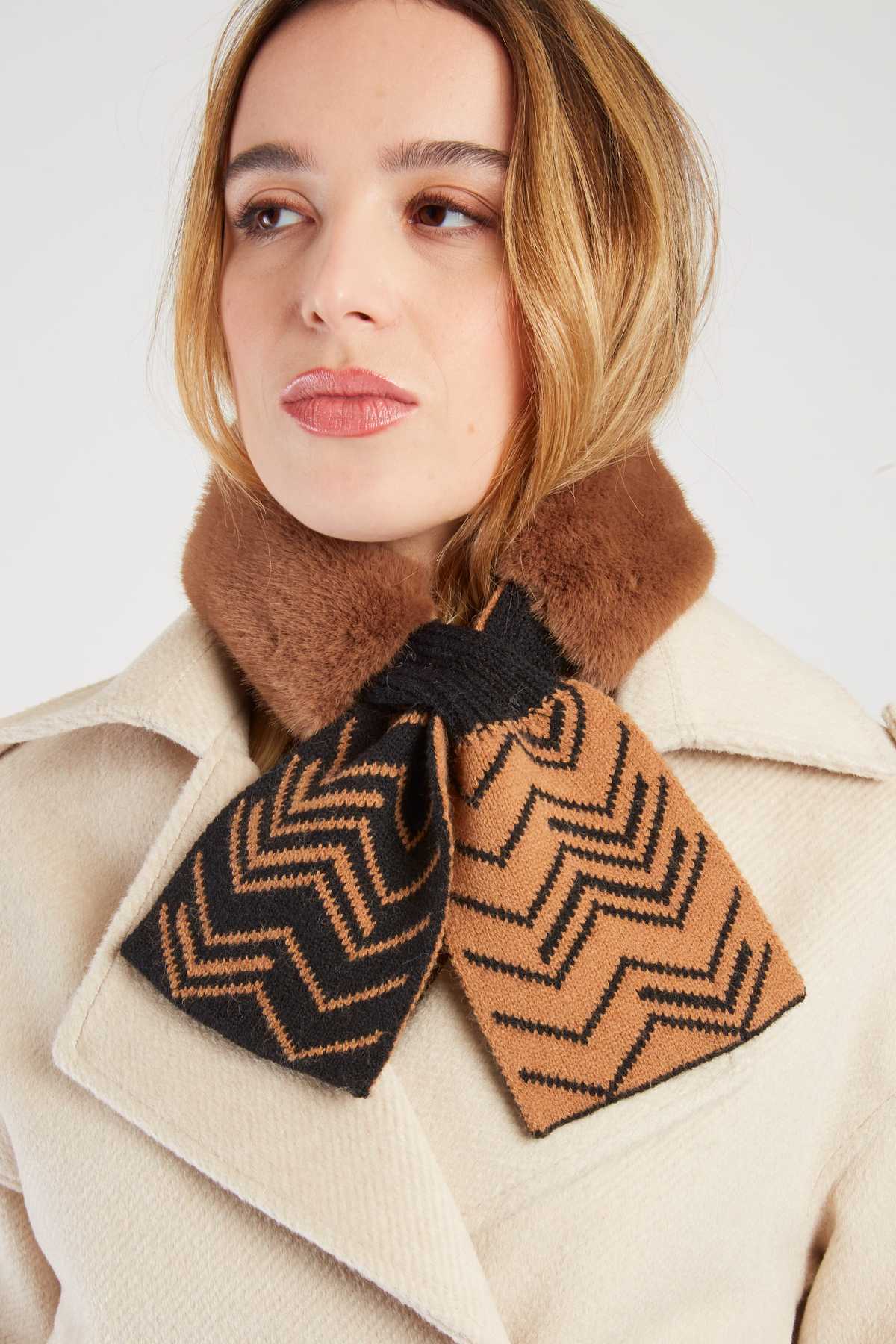 Lizbeth Faux Fur Scarf, Brown
