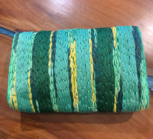 Woven Fabric Clutch, Green Multi