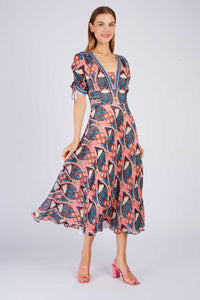 Paquerette Dress, Navy/Pink