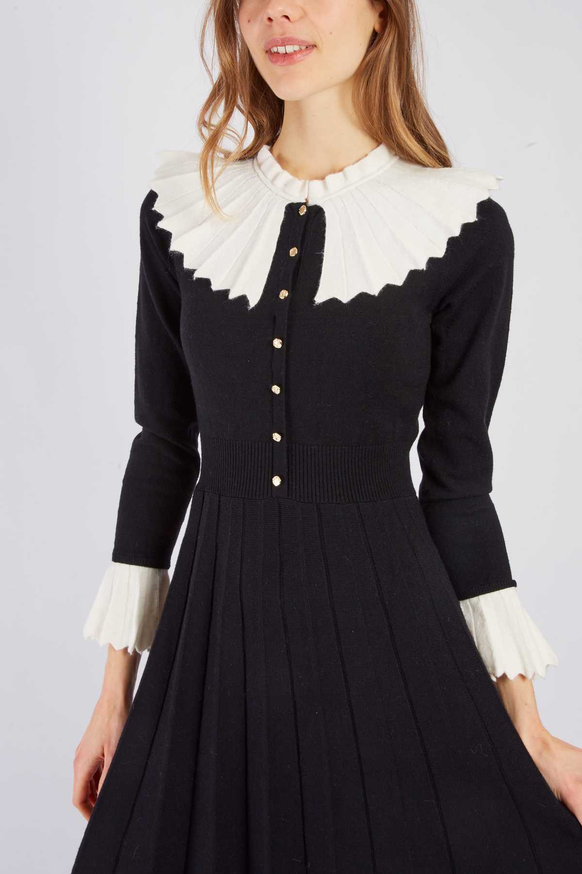 Carine Dress, Black/Off White