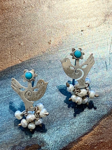 Bird & Flower Earrings