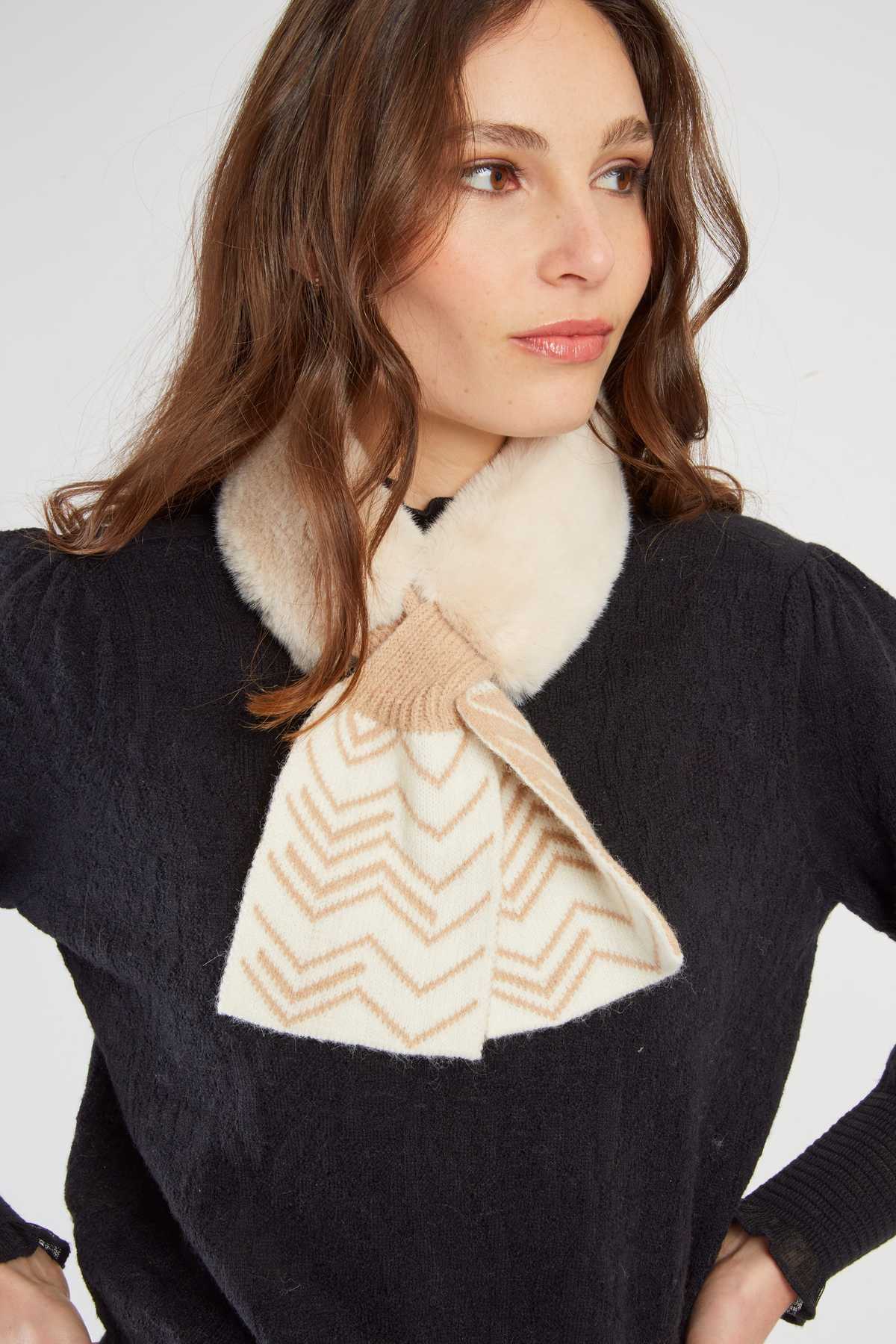 Lizbeth Faux Fur Scarf, Beige