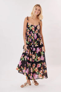 Tignes Floral Dress-Black