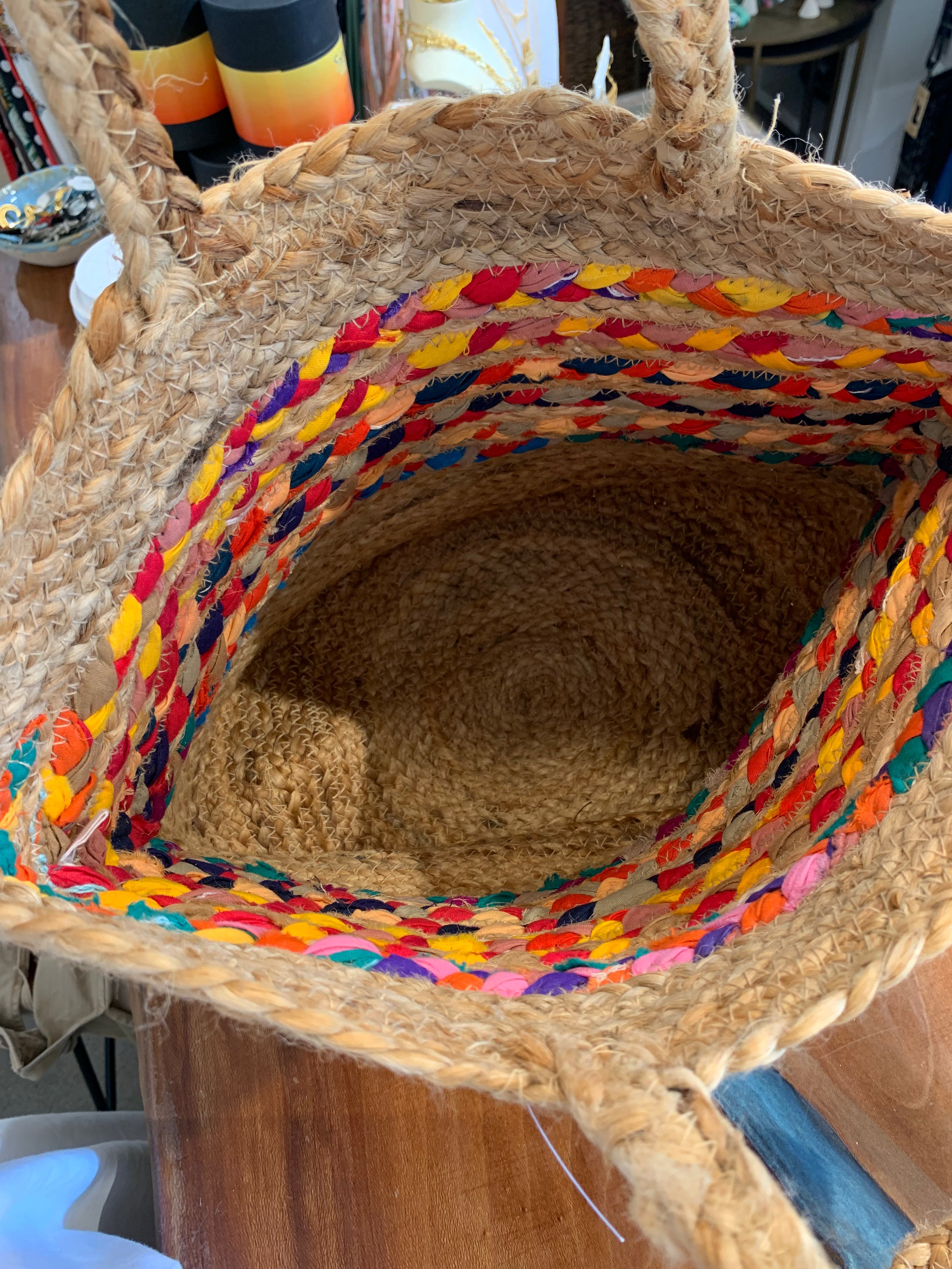 Straw Bag,Multi Stripe