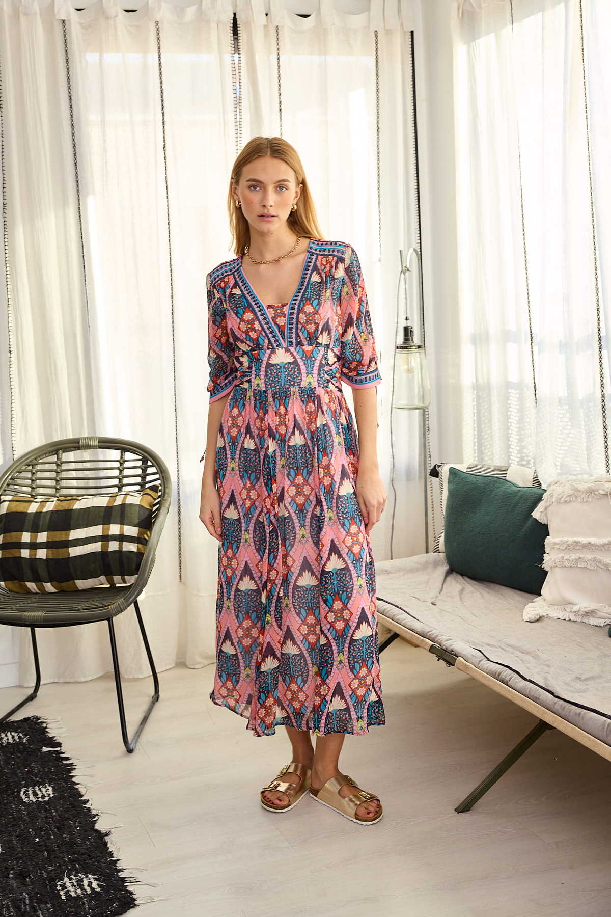 Paquerette Dress, Navy/Pink