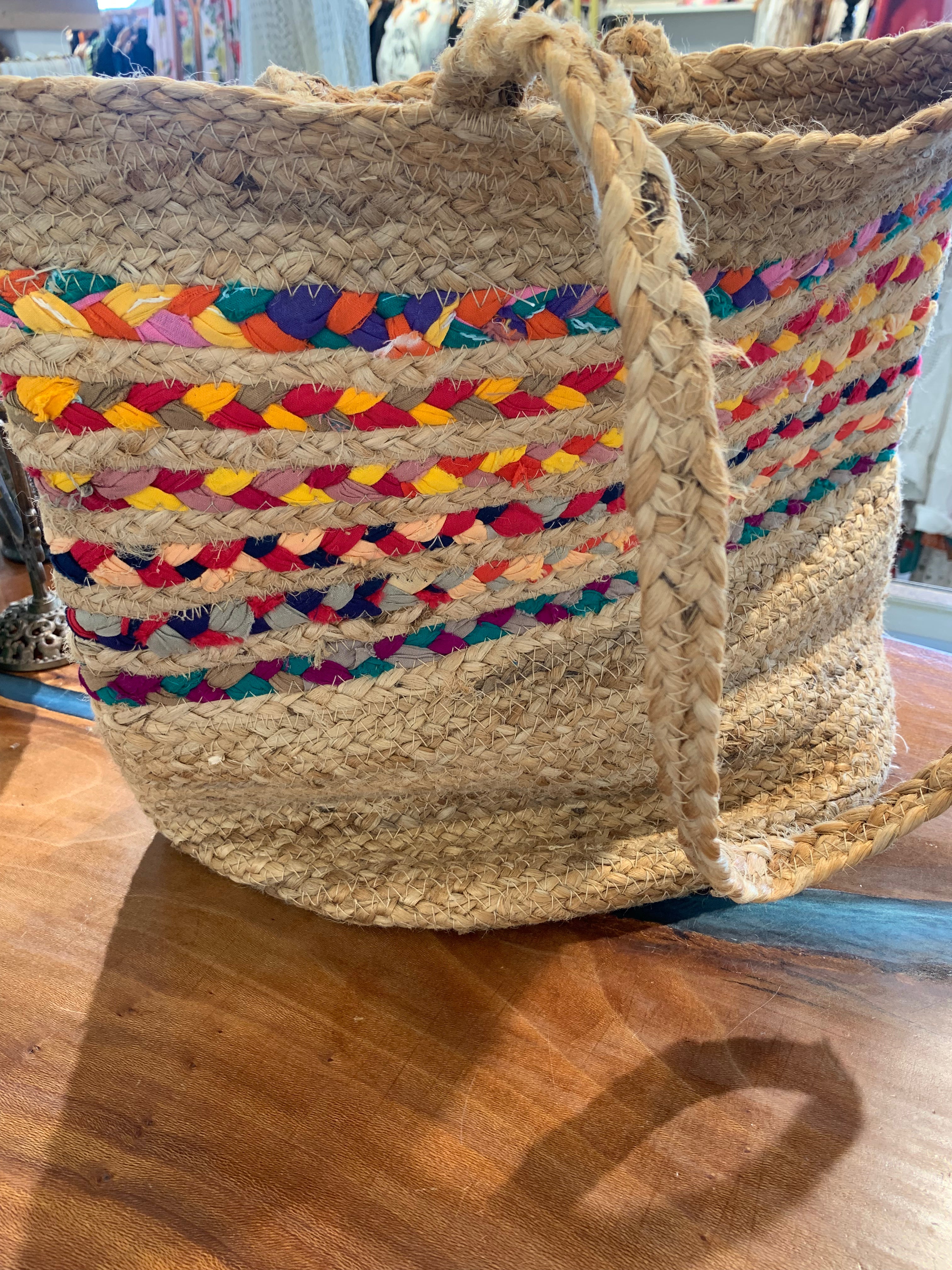 Straw Bag,Multi Stripe