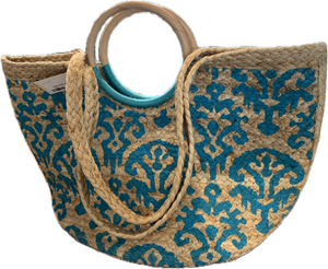 St Tropez Straw Bag, Natural/Turquoise