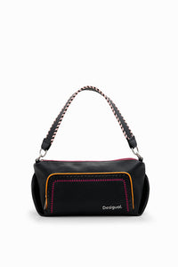 Embroidered Crossbody Tote - Black