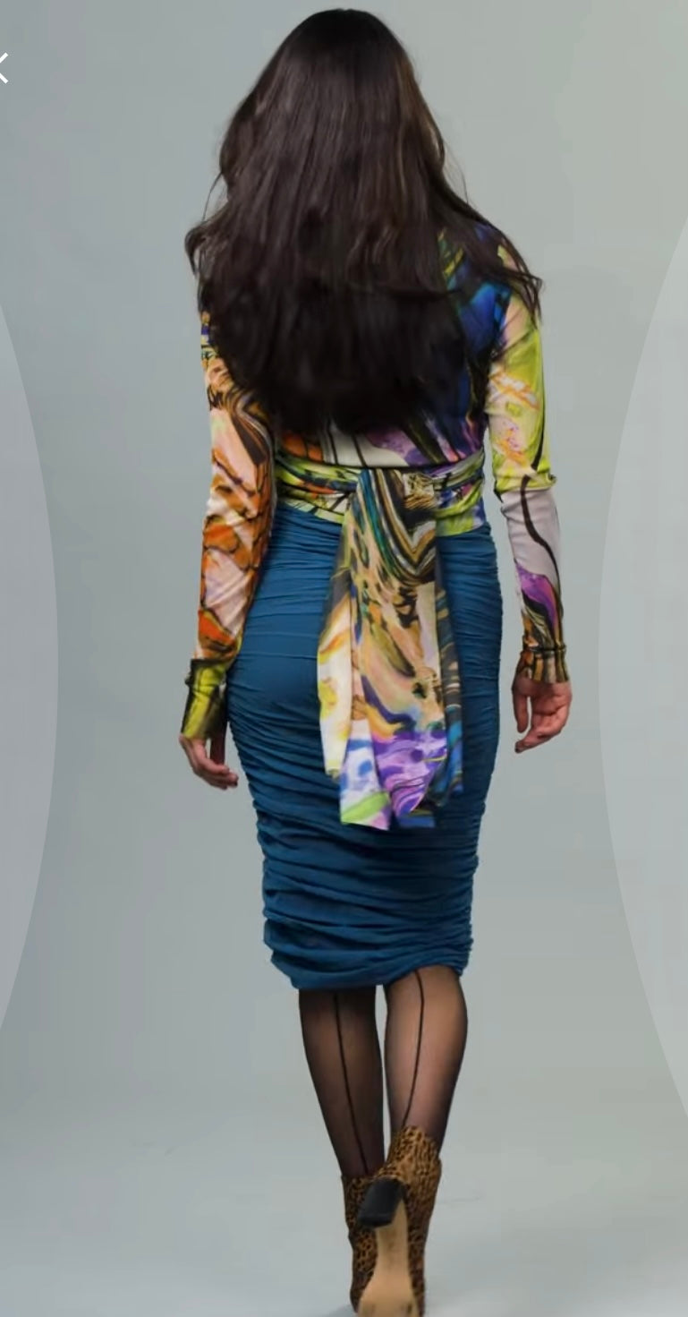 Mesh Coverup/Wrap, Lime/Blue/Orange Multi