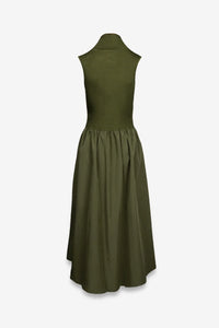 Mock Neck Sleeveless Dress, Olive
