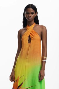Colibri Halter Dress Orange Multi