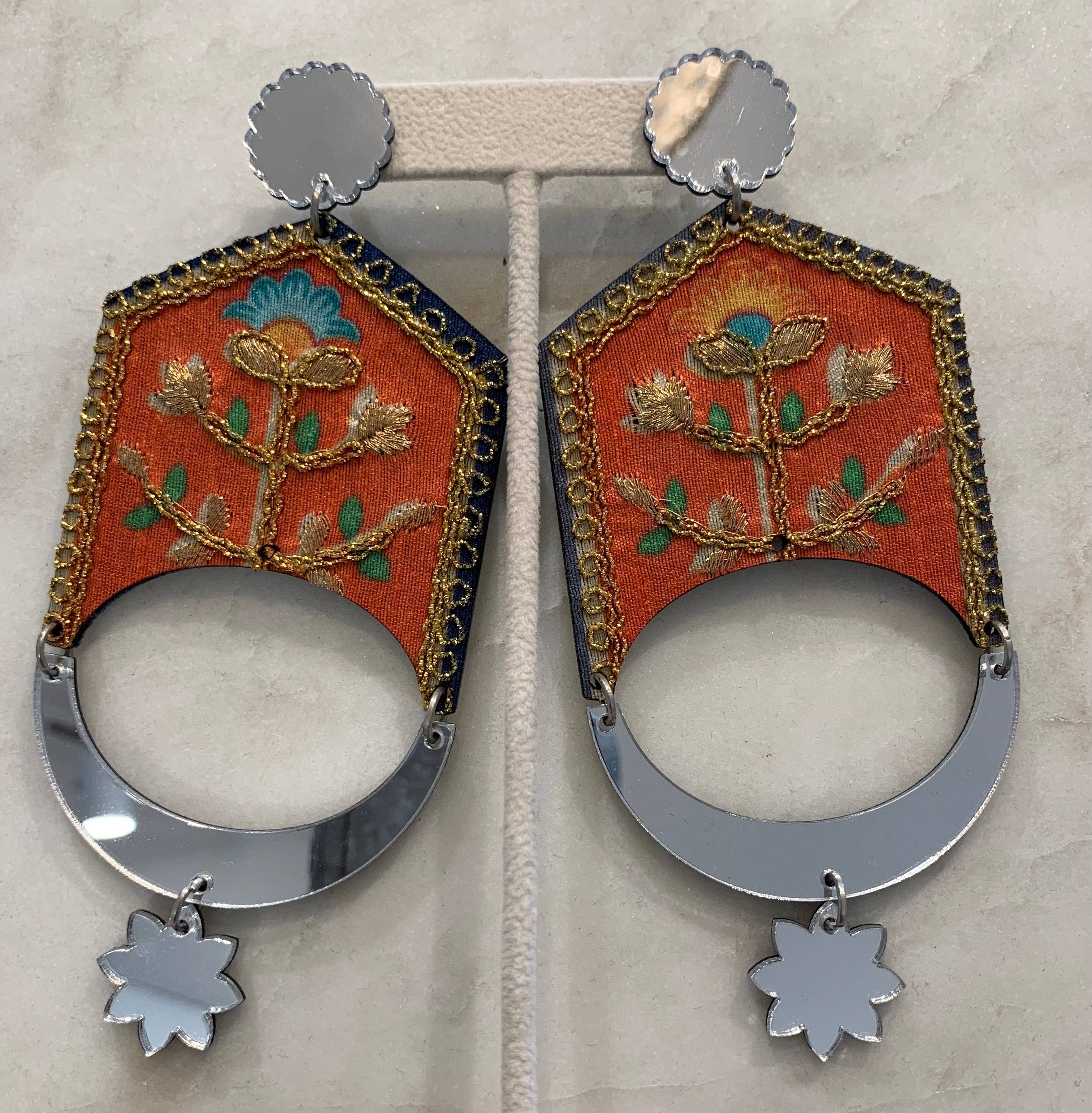 Mirrored Earrings, Orange