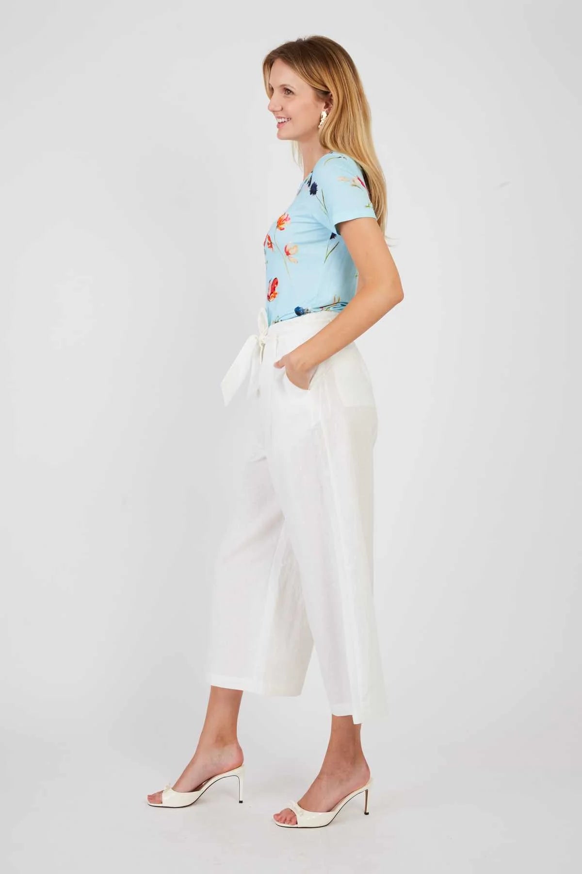 Dafina Linen Pants White