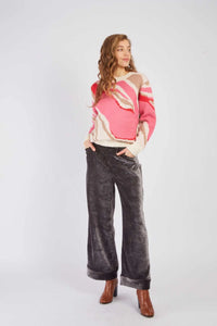 Jacquard Sweater, Pink