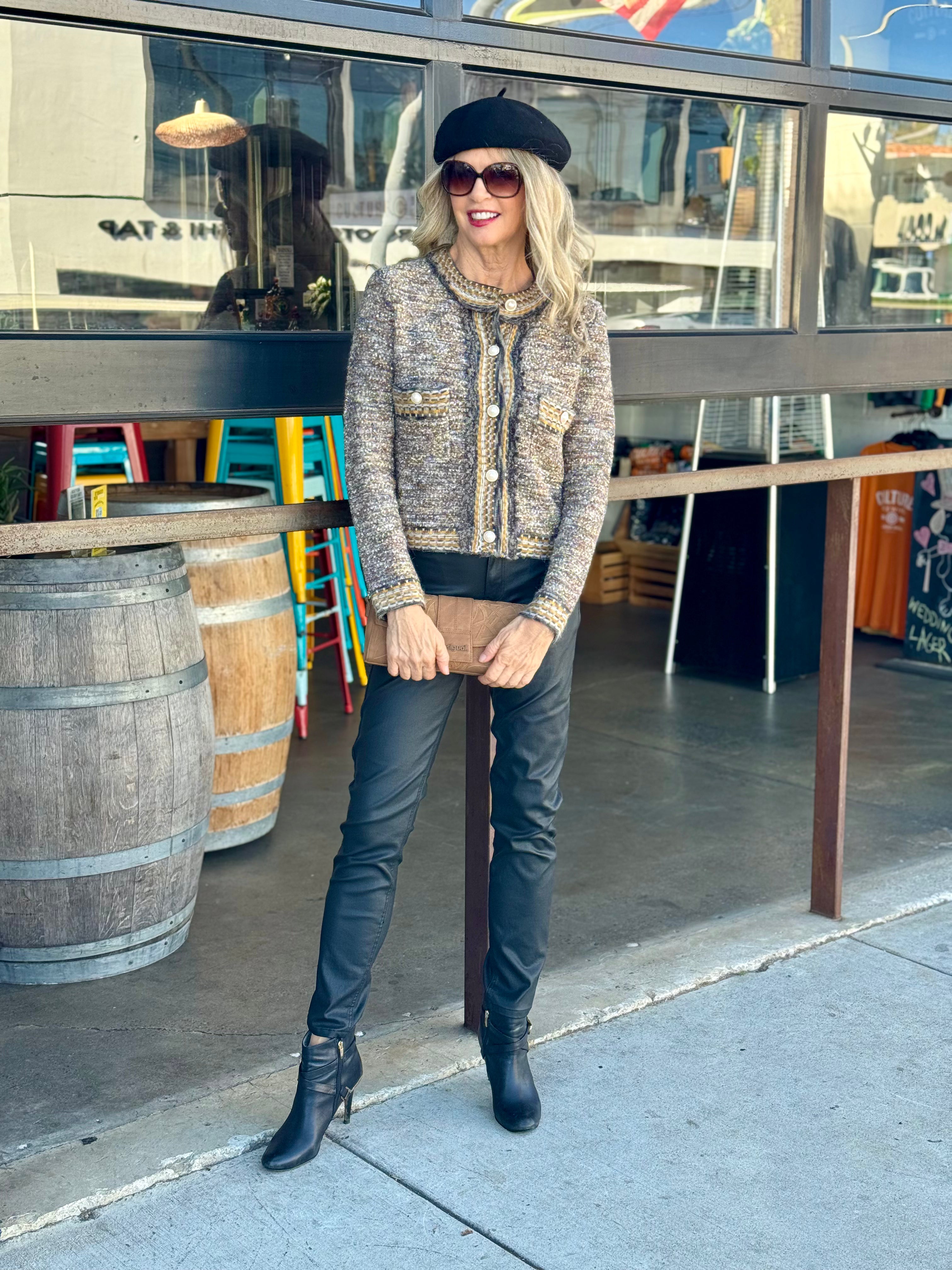 Biarritz tweed Cardigan, Khaki