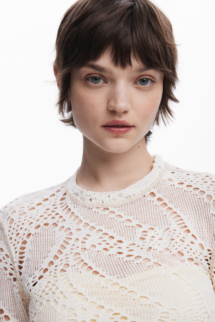 Denis Crochet Top, Ecru