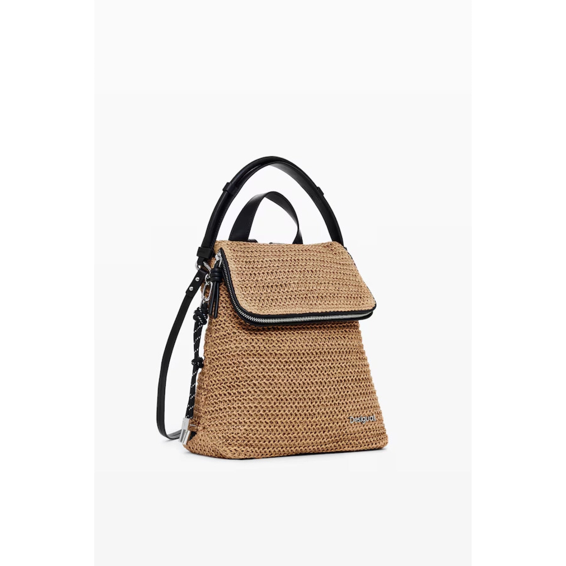 Half Logo Raffia Hampton Bag