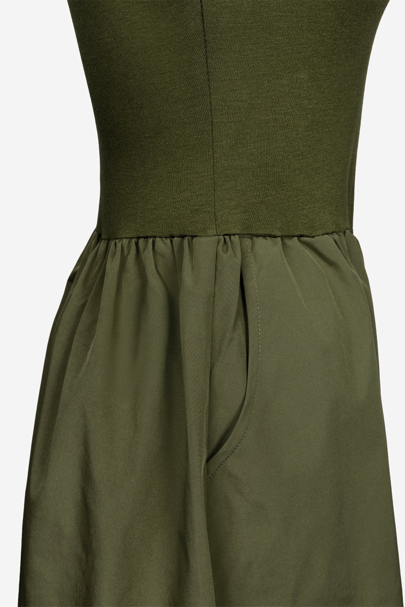 Mock Neck Sleeveless Dress, Olive