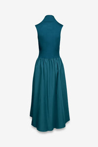 Mock Neck Sleeveless Dress, Teal