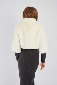 Retro Faux Fur Jacket, Ecru