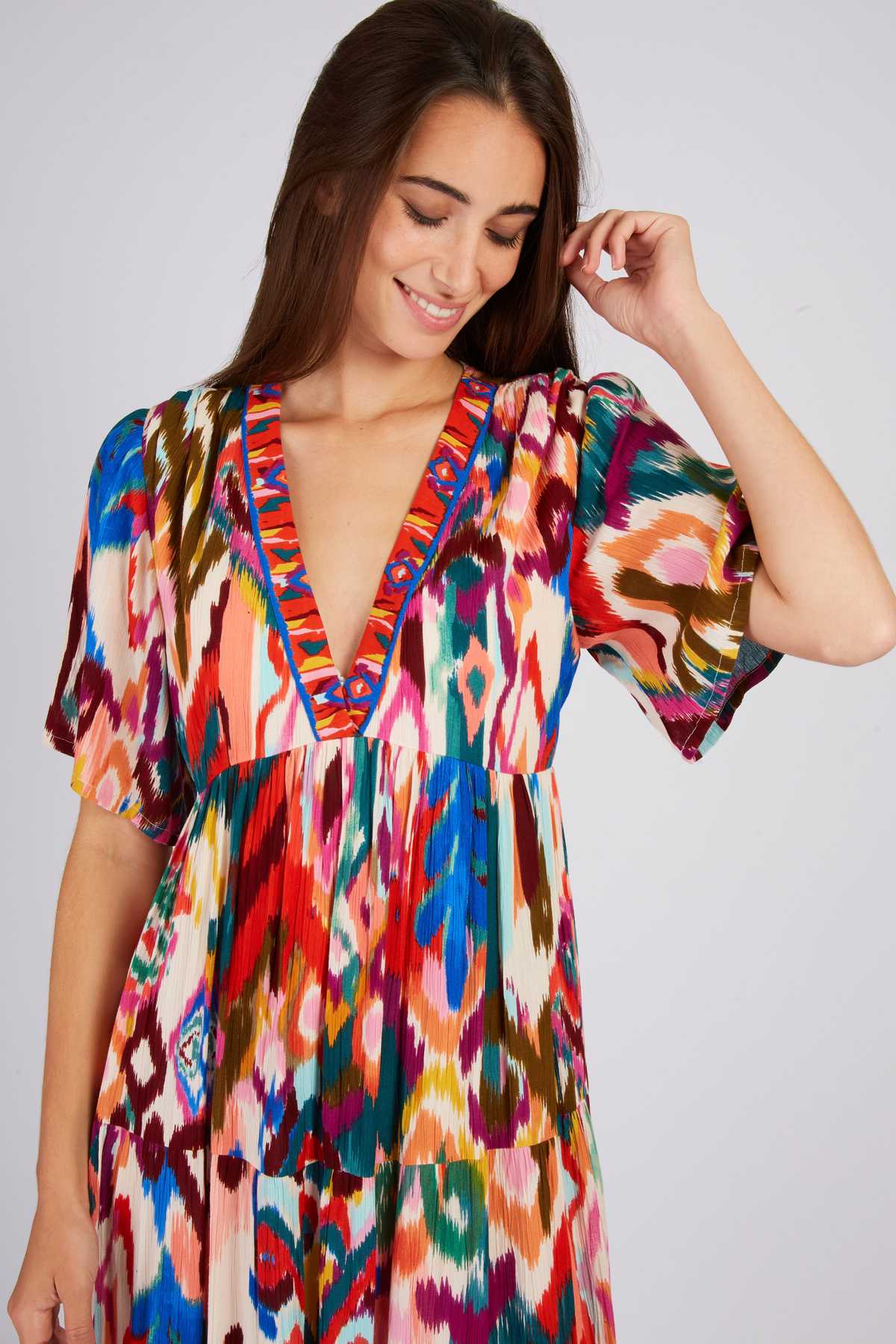 Paddy Dress - Red/ Ecru