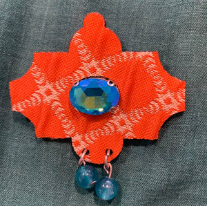Acrylic Earrings w/Rhinestone, Orange