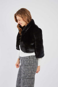 Retro Faux Fur Jacket, Black