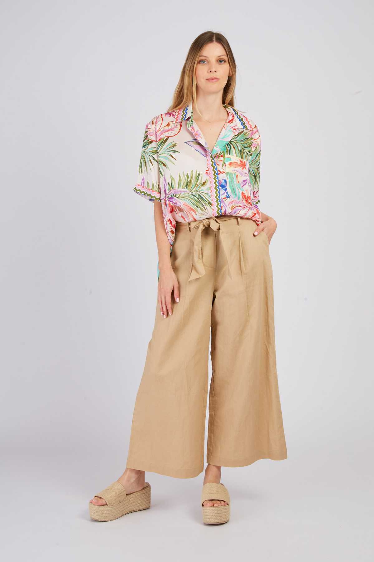 Dafina Linen Pants Beige