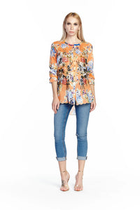 Claudine Agnes Shirt, Orange Floral