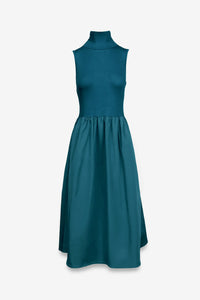 Mock Neck Sleeveless Dress, Teal