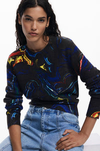 Butterfly Sweater, Black Multi