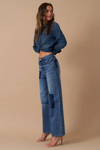 Relaxed Wide Leg patch Jeans