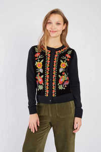 Belette Cardigan, Black Floral