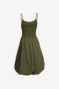 Sleeveless Bubble Skirt Dress, Olive