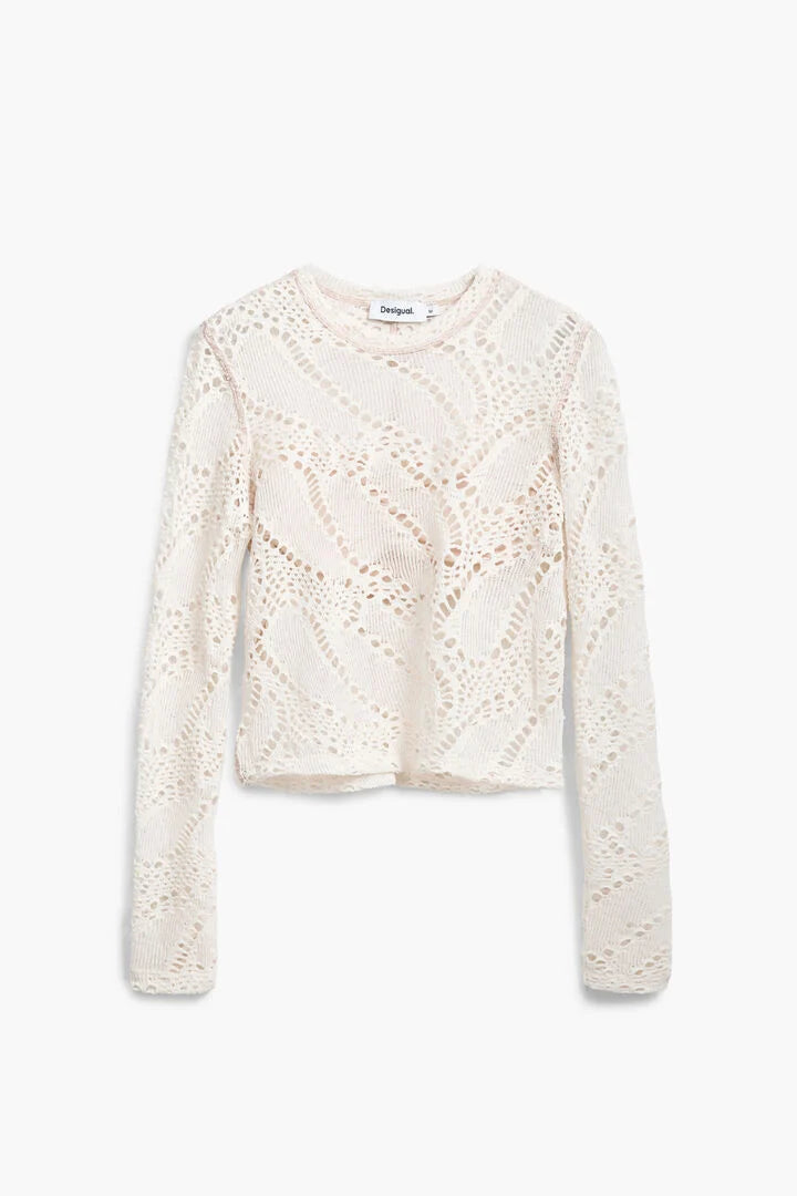 Denis Crochet Top, Ecru