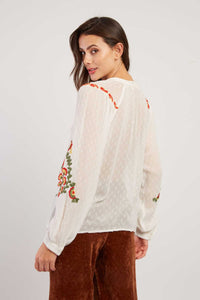 Haiti Embroidered Blouse - Ecru