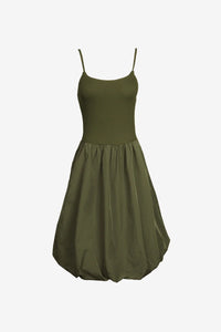 Sleeveless Bubble Skirt Dress, Olive