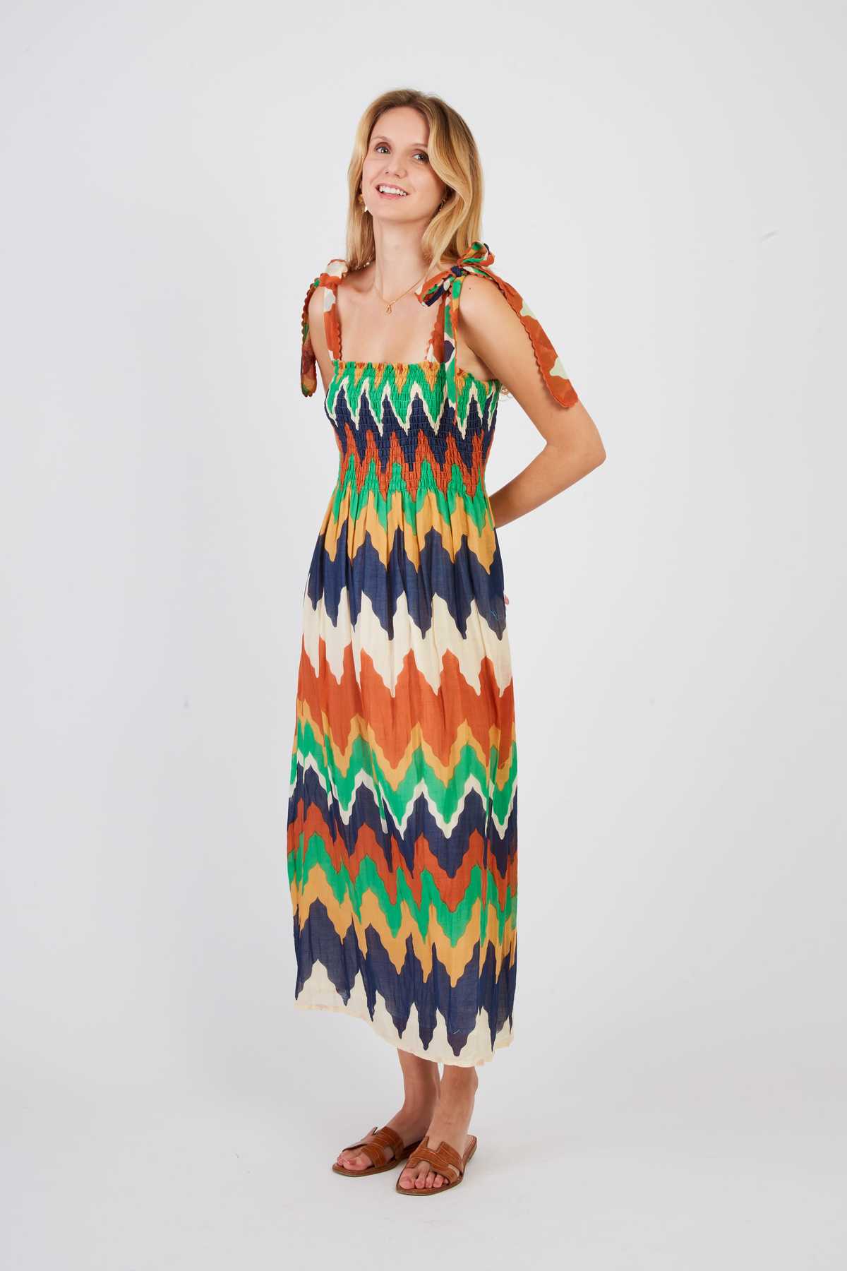 Petale Smock Dress, Green Multi