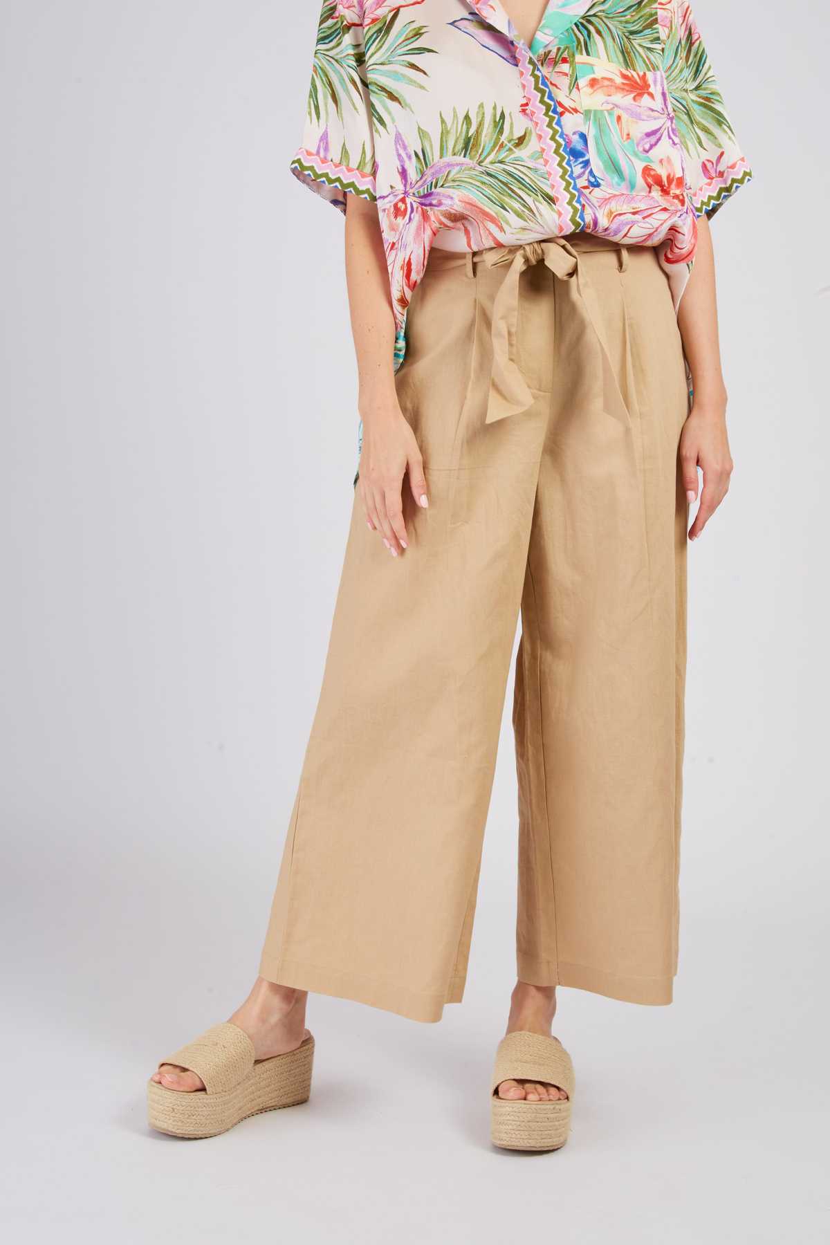 Dafina Linen Pants Beige