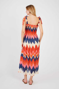 Petale Smock Dress, Coral  Multi