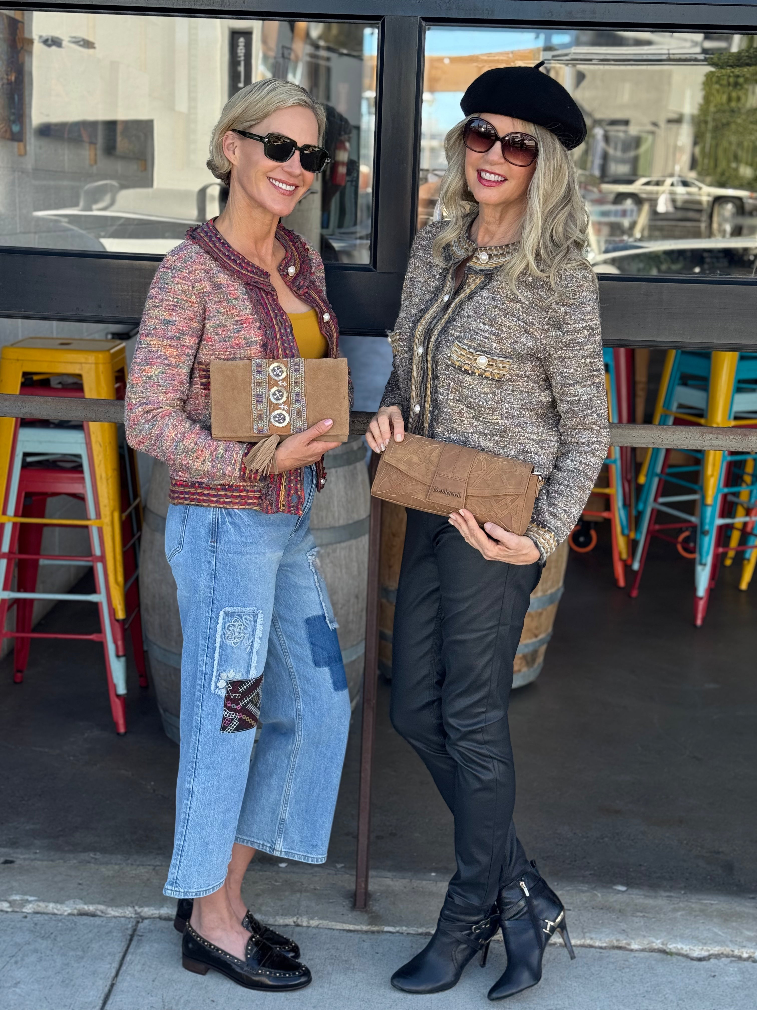 Biarritz Tweed Cardigan- Cranbberry