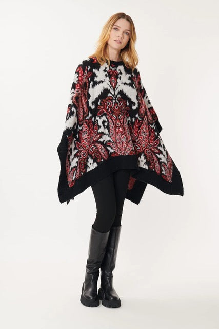 Jazz Paisley Poncho/Sweaters  - Forest Green