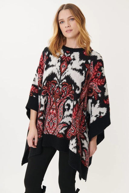 Jazz Paisley Poncho/Sweaters  - Forest Green