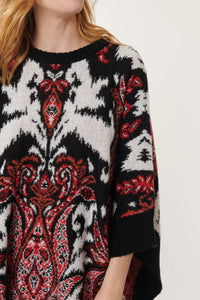 Jazz Paisley Poncho/Sweater  - Black