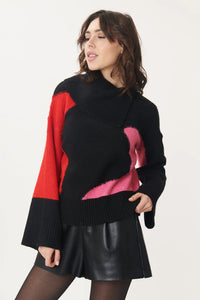 Joris colorblock Sweater-Red