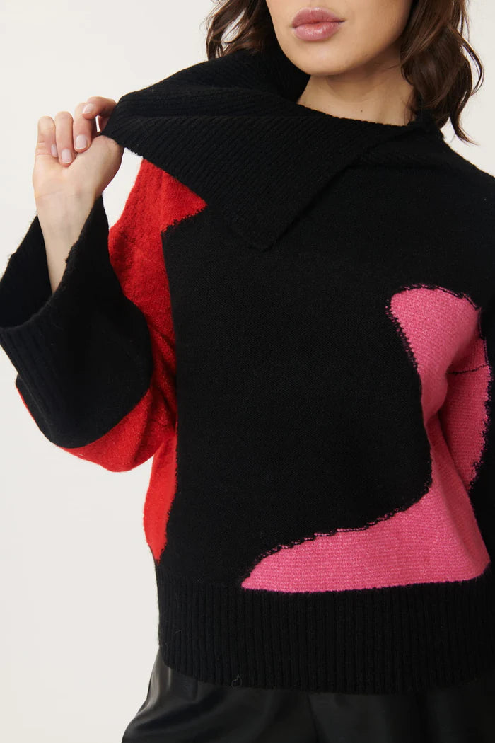 Joris colorblock Sweater-Red