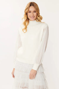 Josephine sheer sleeve Sweater-Black