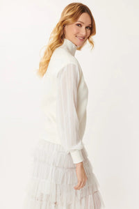 Josephine sheer sleeve Sweater-Cream