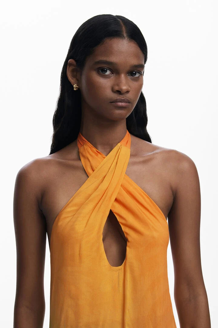 Colibri Halter Dress Orange Multi